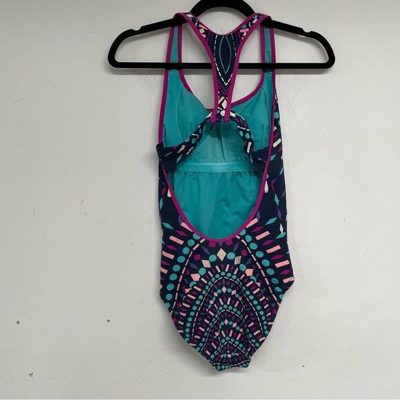 Title Nine Multicolor Printed One Piece Open Back Swimsuit Womens XS Colorful - Picture 5 of 8